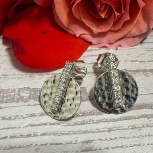 Silpada sterling  Silver 925 Hammered Earrings with zirconia